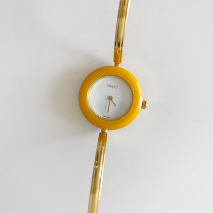 Gucci 1990s Interchangeable Bezel Gold Plated Watch with 12 bezels, case