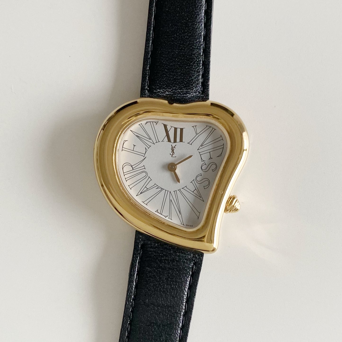 Yves Saint Laurent 1990s Heart Shaped Dial Gold Plated Watch