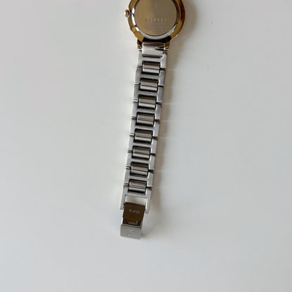 Yves Saint Laurent 1990s Navy Round Dial Two Tone Gold Plated Watch