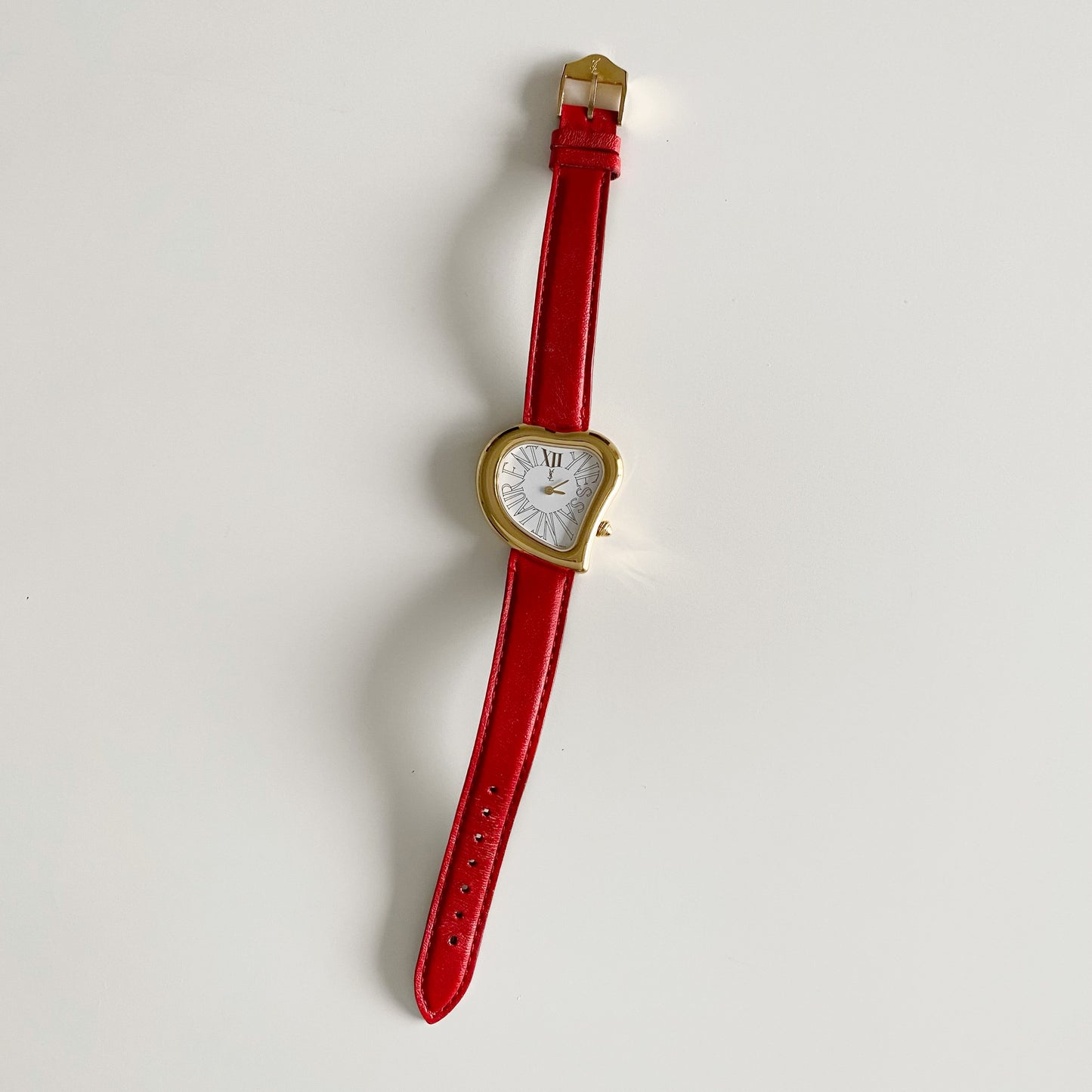 Yves Saint Laurent 1990s Heart shaped Dial Gold Plated Watch