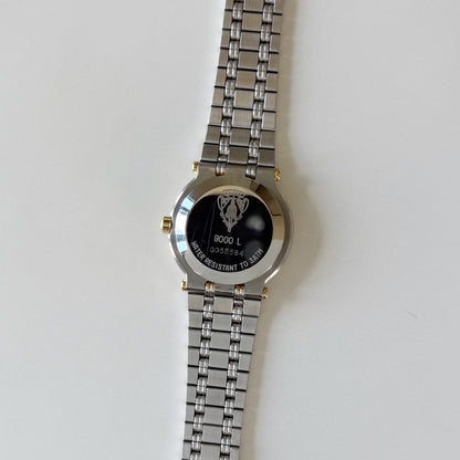 Gucci 1990s Date Round Dial Two Tone Gold Plated Watch