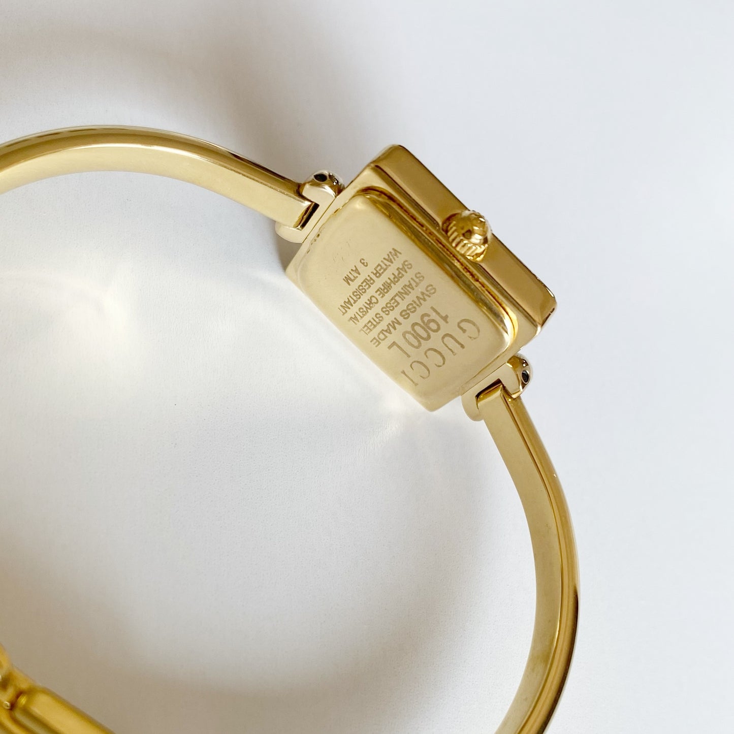Gucci 1990s Square Dial Gold Plated Bangle Watch