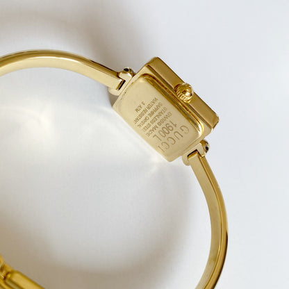 Gucci 1990s Square Dial Gold Plated Bangle Watch