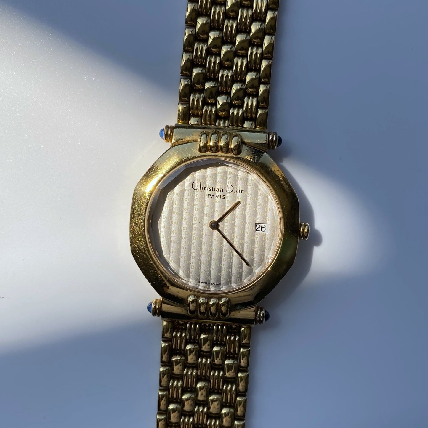 Dior 1990s CD Logo Dial Date Gold Plated Watch