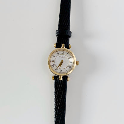 Gucci 1990s Round Dial Gold Plated Watch