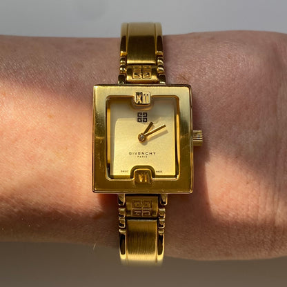 Givenchy 1990s Square Gold Plated Watch