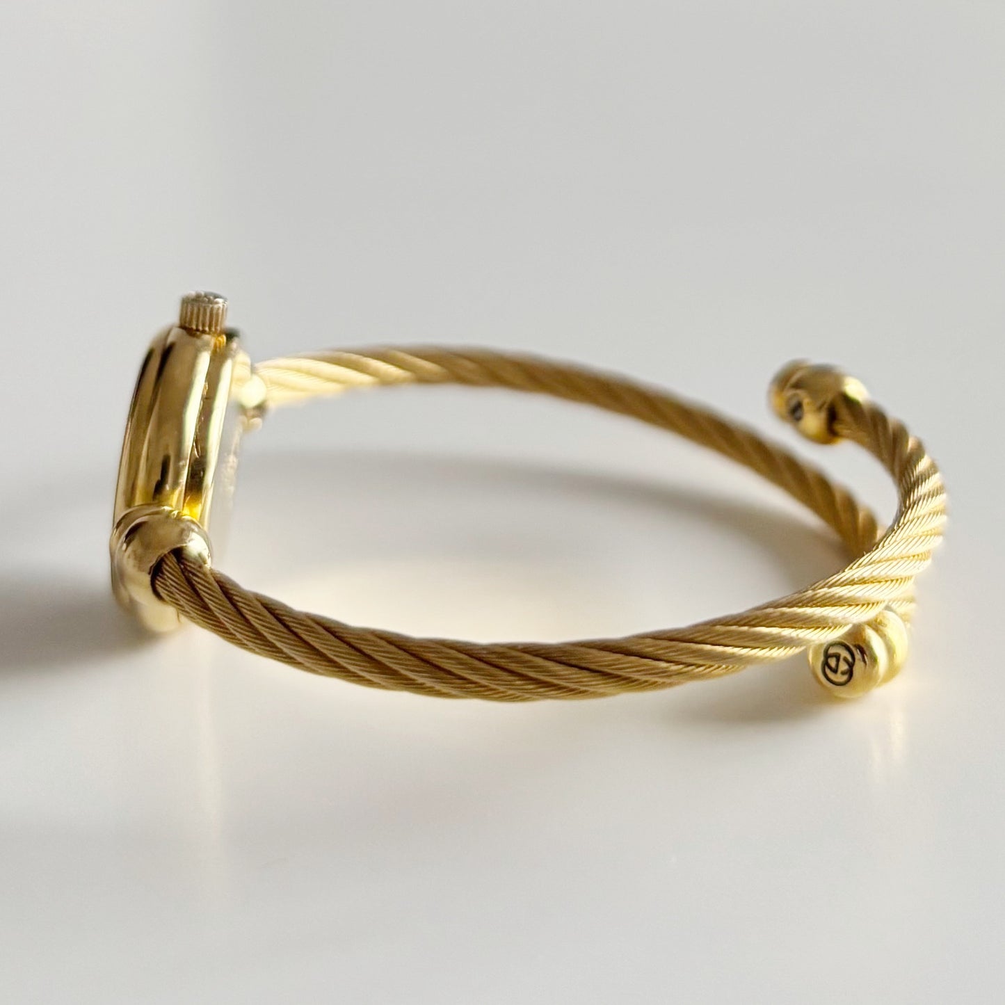 Gucci 1990s Black Dial Gold Plated Cable Bangle Watch