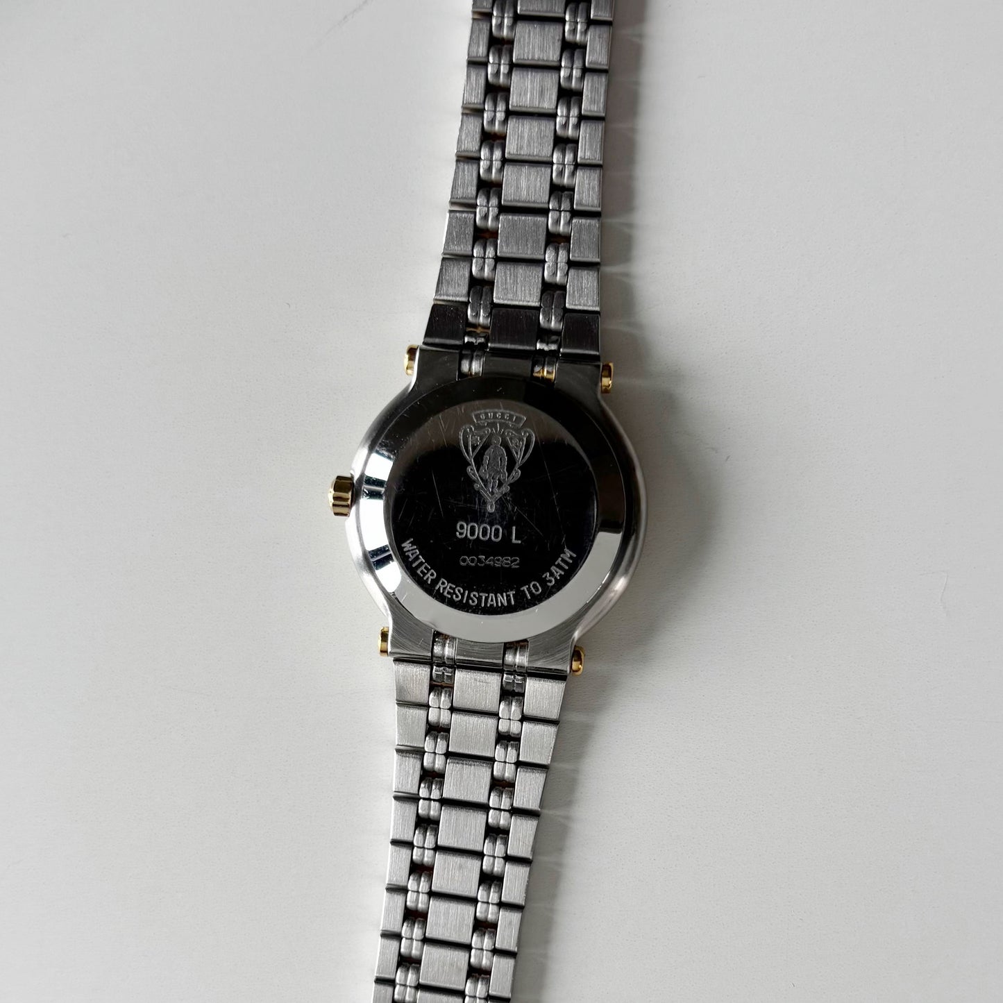 Gucci 1990s Date Round Dial Two Tone Gold Plated Watch