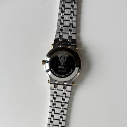 Gucci 1990s Date Round Dial Two Tone Gold Plated Watch