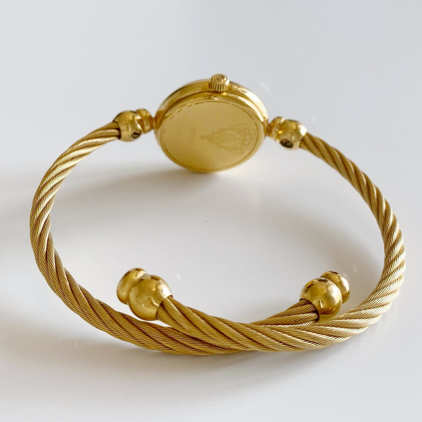 Gucci 1990s Blue Dial Gold Plated Bangle Watch