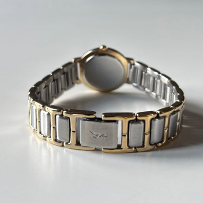 Yves Saint Laurent 1990s Cream Round Dial Two-Tone Gold-Plated Watch
