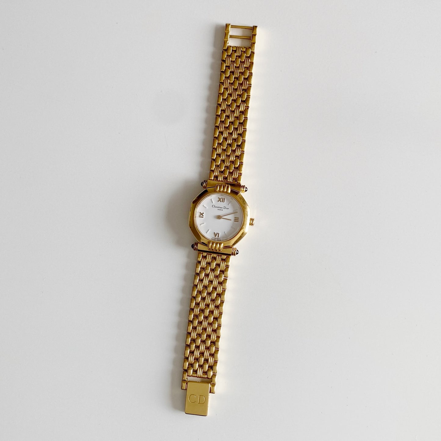 Dior 1990s Octagon Gold Plated Watch