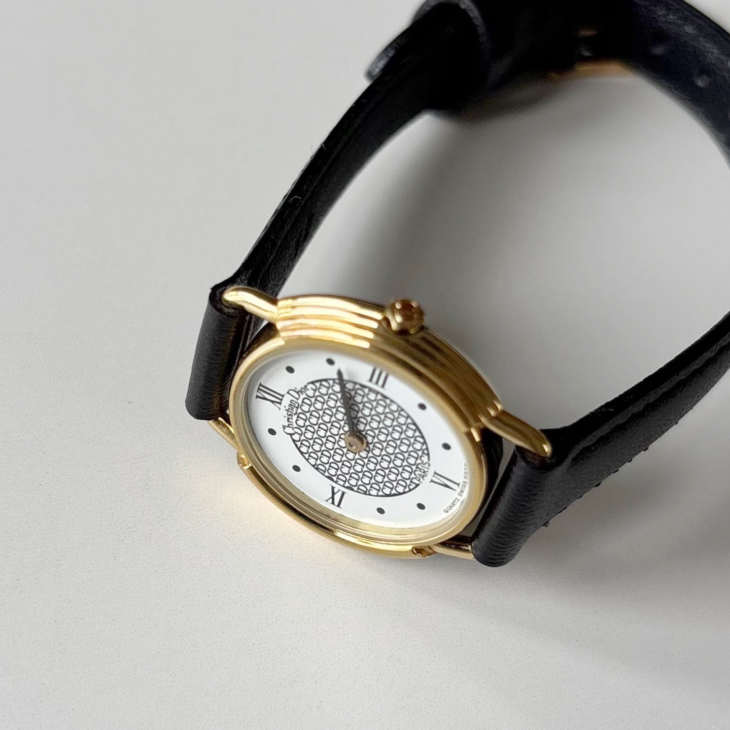 Dior 1990s DC Logo Round Dial Gold Plated Watch