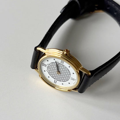 Dior 1990s DC Logo Round Dial Gold Plated Watch