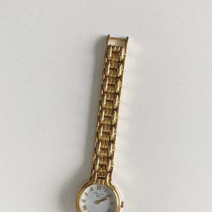 Dior 1990s Round Dial Gold Plated Watch