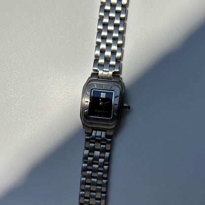 Givenchy 1990s Black Dial Silver Watch