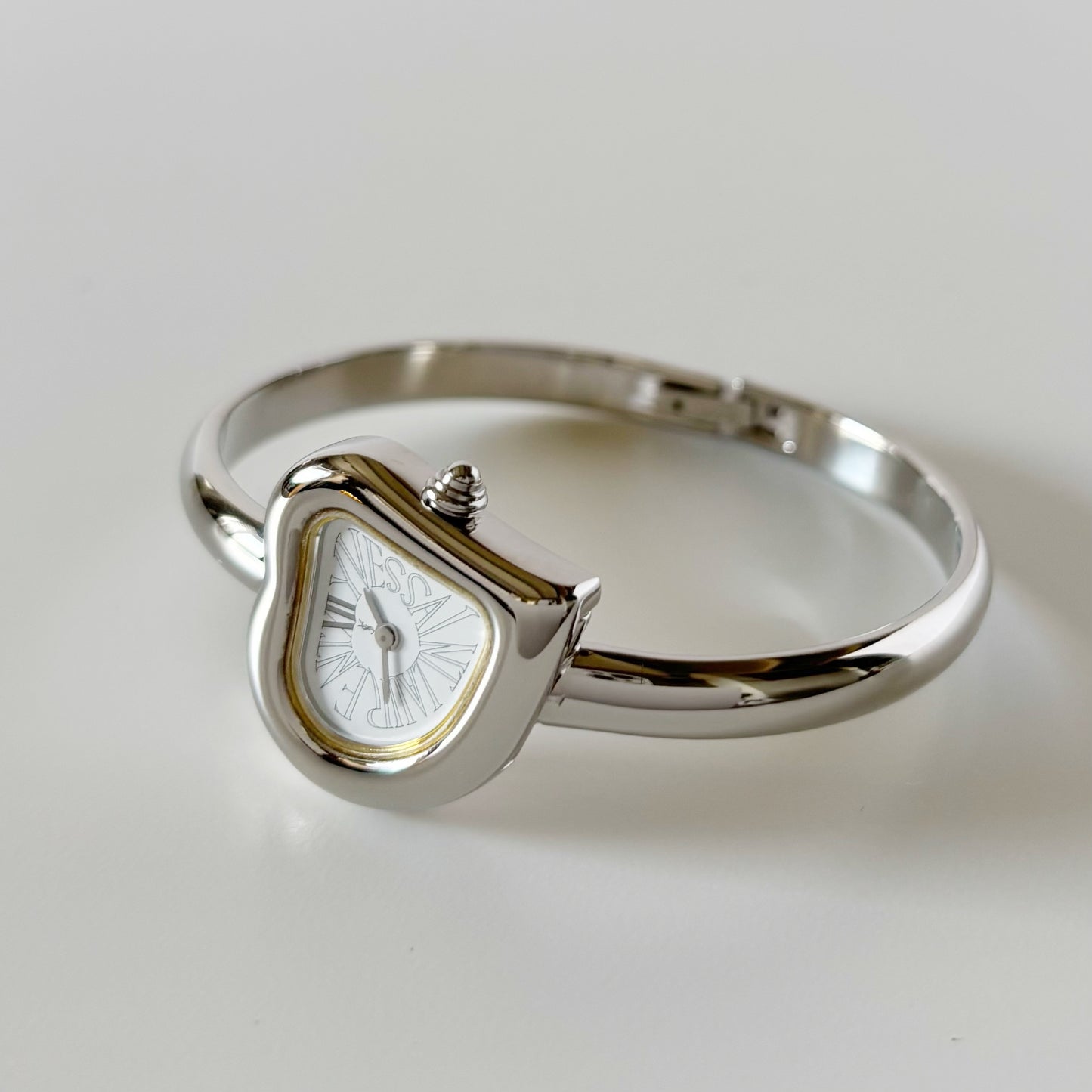 Yves Saint Laurent 1990s Heart Shaped Dial Bangle Watch