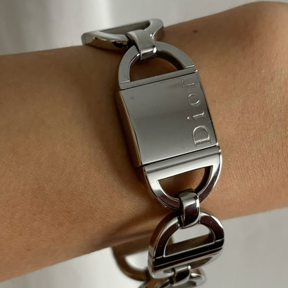 Dior Early 2000s Pandiora Mirrored Silver Watch