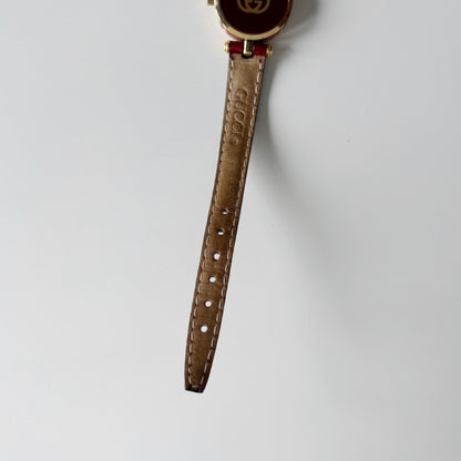 Gucci 1990s Round Dial Red Gold Plated Watch