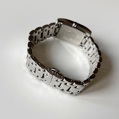 Fendi 1990s Seashell Dial Tank Silver Watch