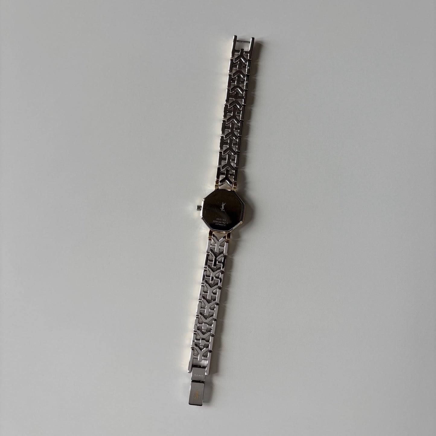 Yves Saint Laurent 1990s Octagon Gold Plated Two Tone Watch