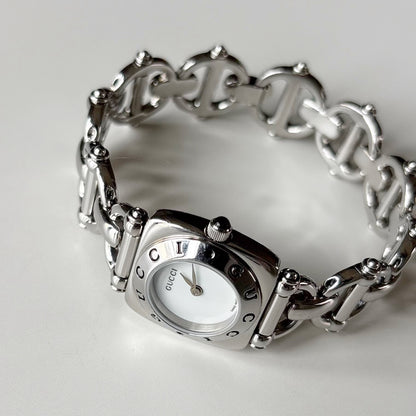 Gucci 1990s White Dial Stainless steel Horsebit Watch