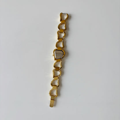Yves Saint Laurent 1990s Heart Shaped Dial Band Gold Plated Watch (8/1)