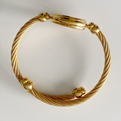 Gucci 1990s Seashell Dial Gold Plated Cable Bangle Watch