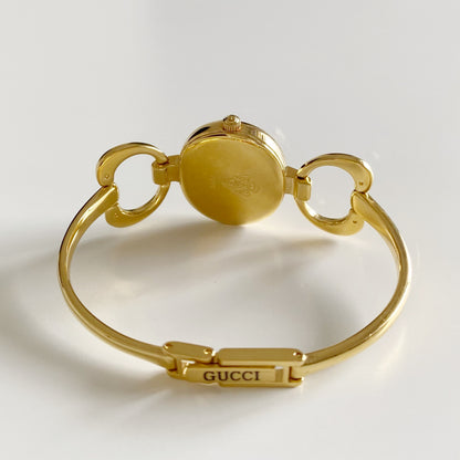 Gucci 1990s Gold Dial Gold Plated Bangle Watch