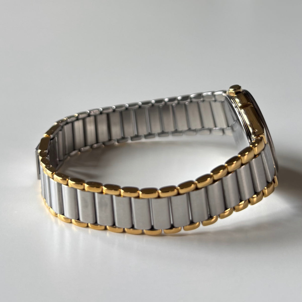 Yves Saint Laurent 1990s Navy Round Dial Two Tone Gold Plated Watch