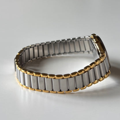 Yves Saint Laurent 1990s Navy Round Dial Two Tone Gold Plated Watch