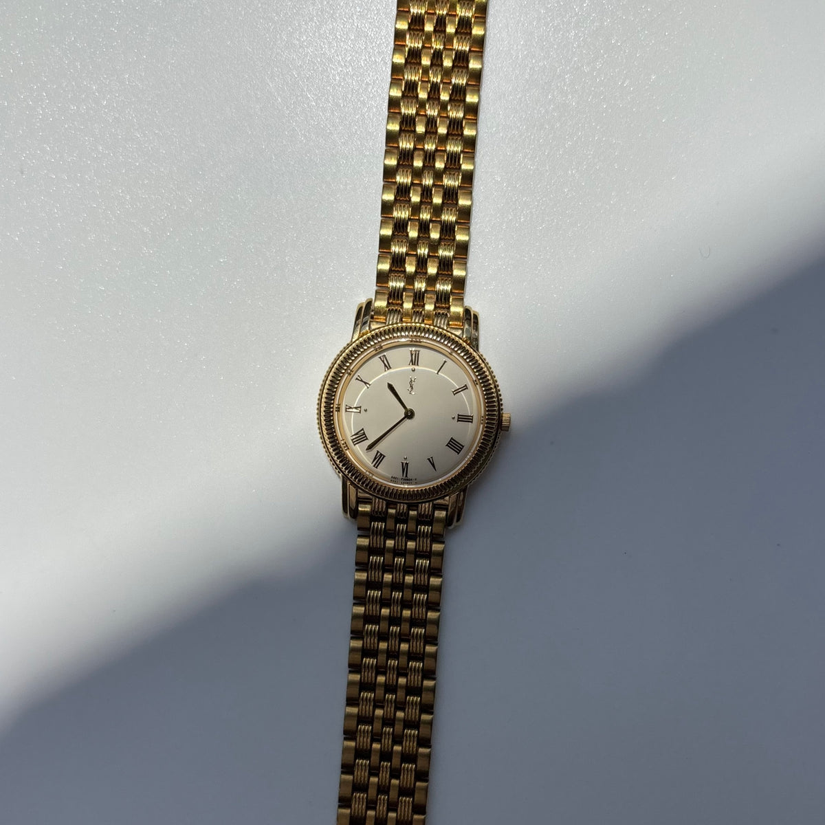 Yves Saint Laurent 1990s Round Dial Gold Plated Watch