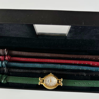 Fendi 1990s Interchangeable Belt Gold Plated Watch with 5 straps, case