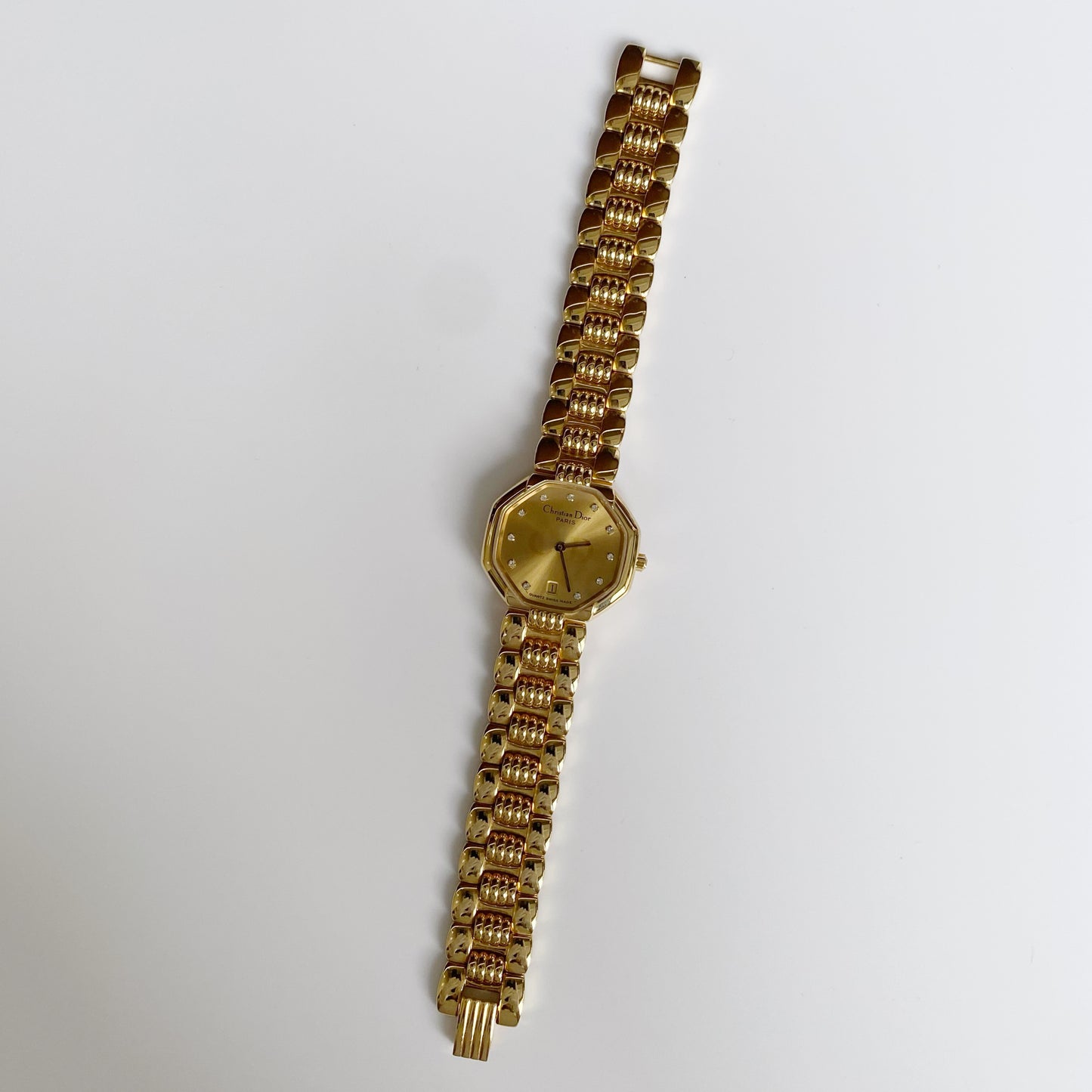 Dior 1990s Octagon Gold Plated Watch