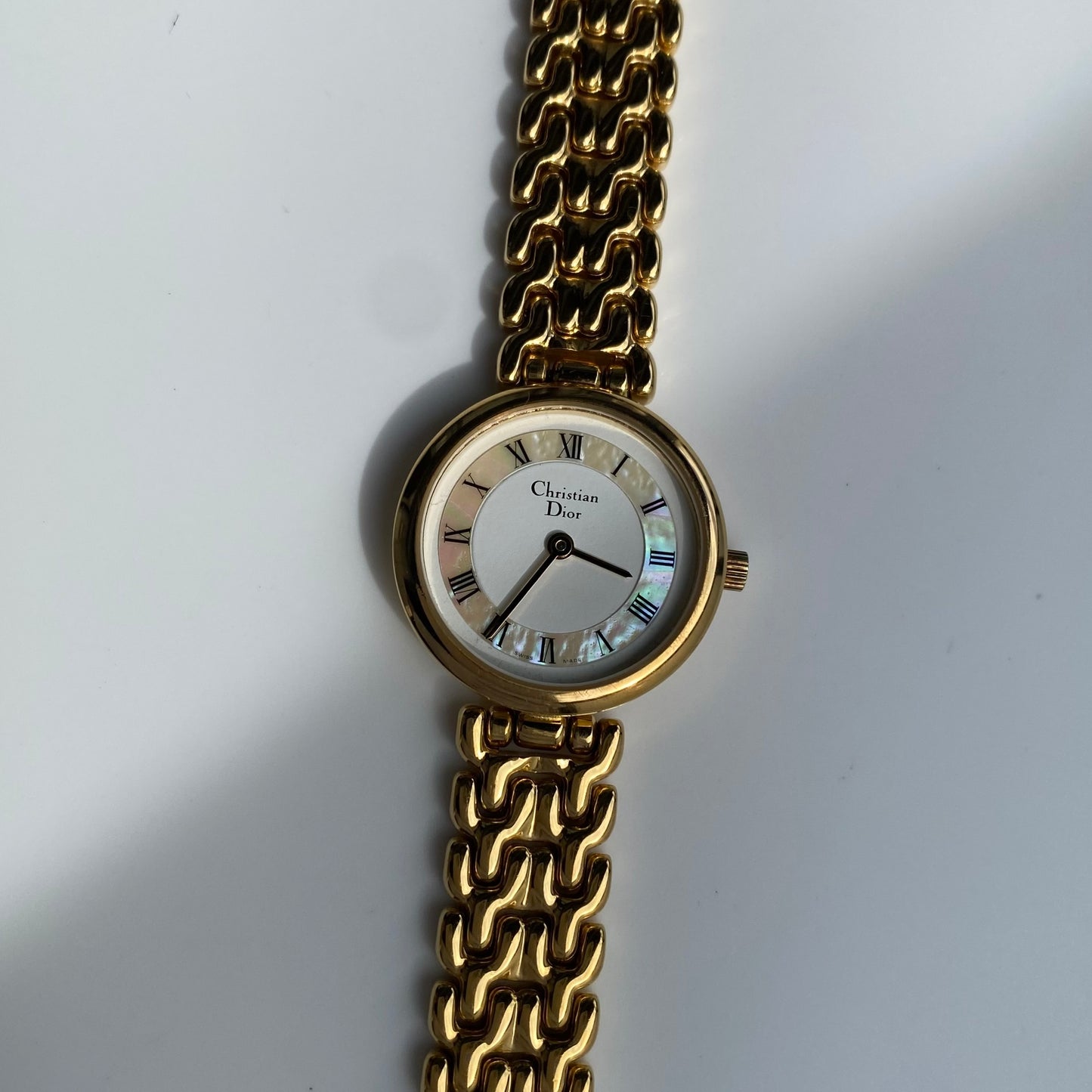 Dior 1990s Seashell Dial Gold Plated Watch