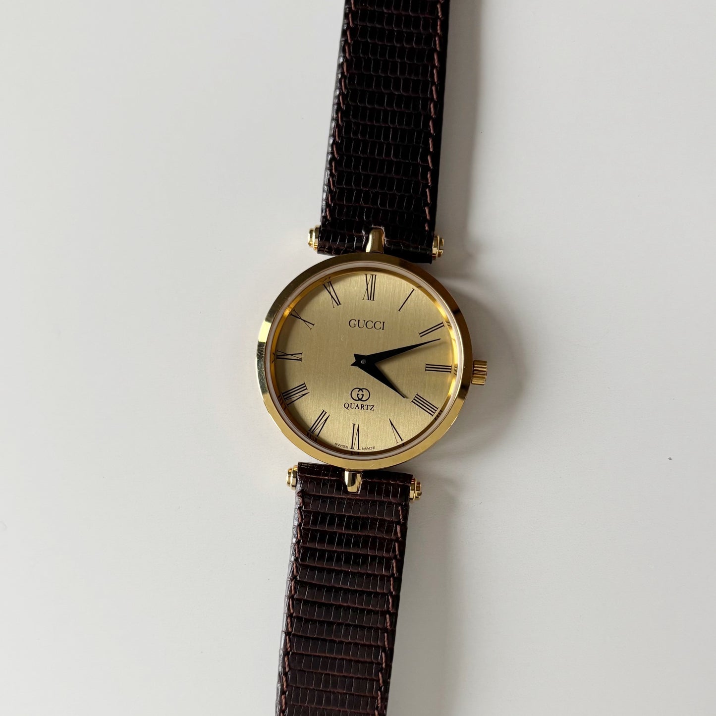 Gucci 1980s Sherry Round Dial Gold Plated Watch (Large)