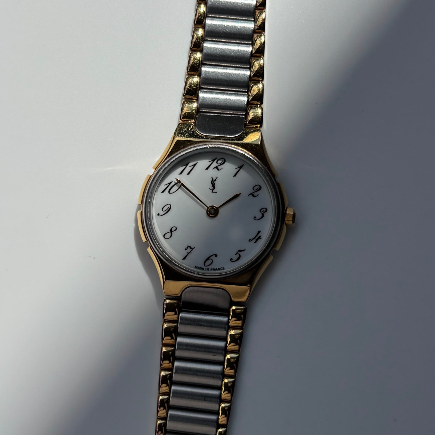 Yves Saint Laurent 1990s Round Dial Two Tone Watch