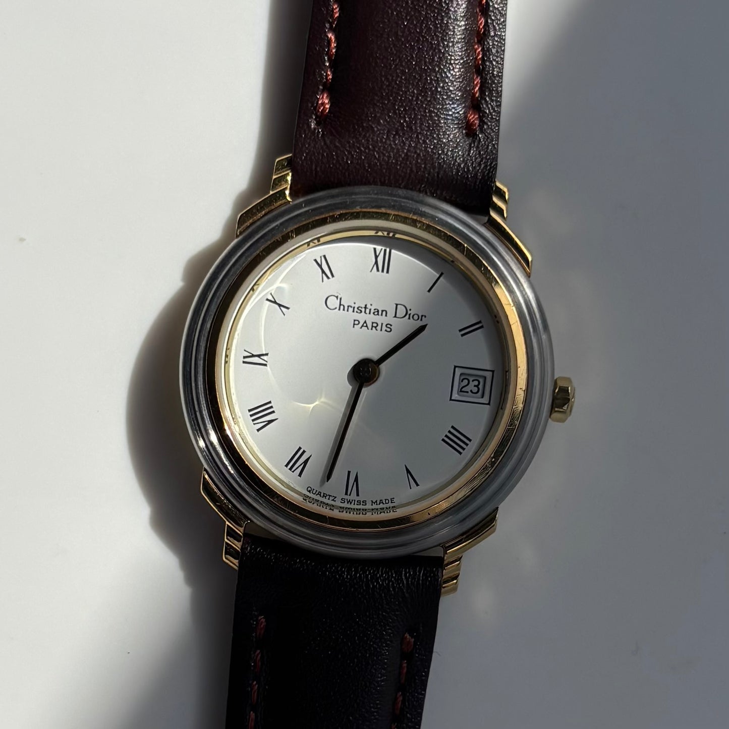 Dior 1990s Round Dial Date Two Tone Watch