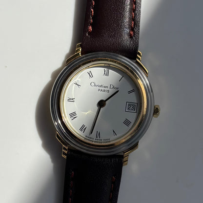 Dior 1990s Round Dial Date Two Tone Watch