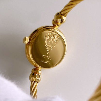 Gucci 1990s Seashell Dial Gold Plated Cable Bangle Watch