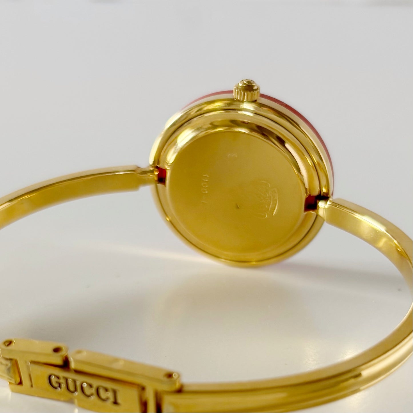 Gucci 1990s Interchangeable Bezel Gold Plated Bangle Watch with 12 bezels, case