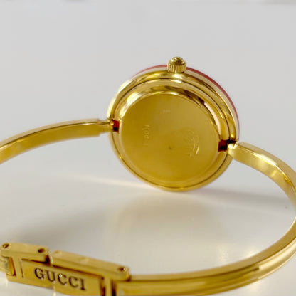 Gucci 1990s Interchangeable Bezel Gold Plated Bangle Watch with 12 bezels, case