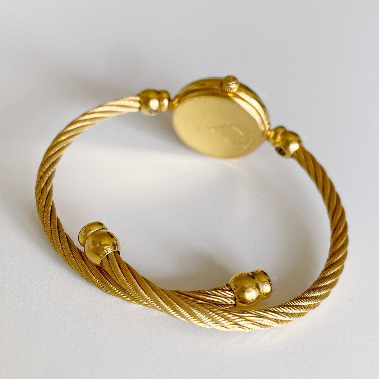 Gucci 1990s Blue Dial Gold Plated Bangle Watch