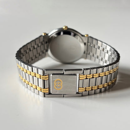 Gucci 1990s Date Round Dial Two Tone Watch (Large)