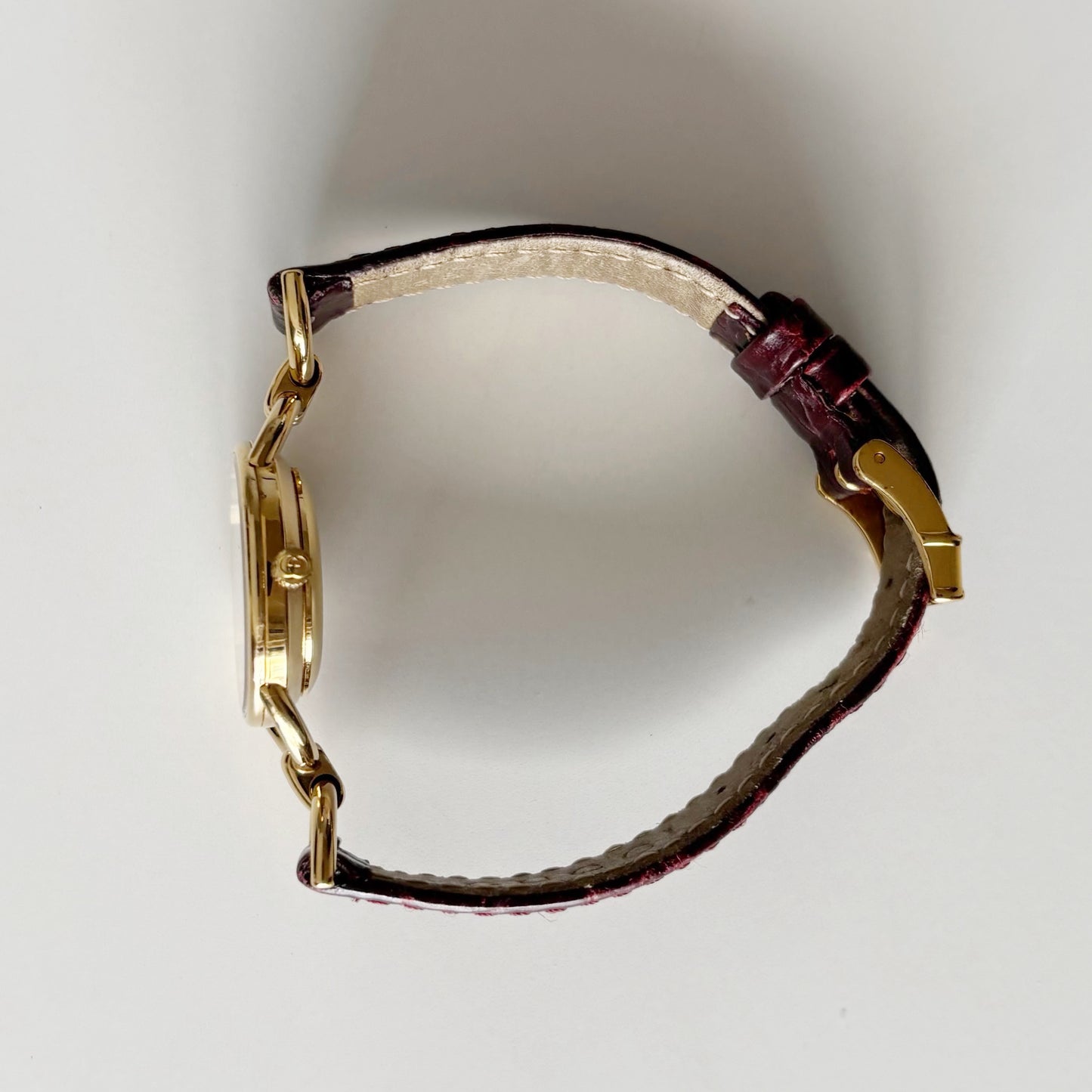 Gucci 1990s Seashell Dial Gold Plated Horsebit Watch