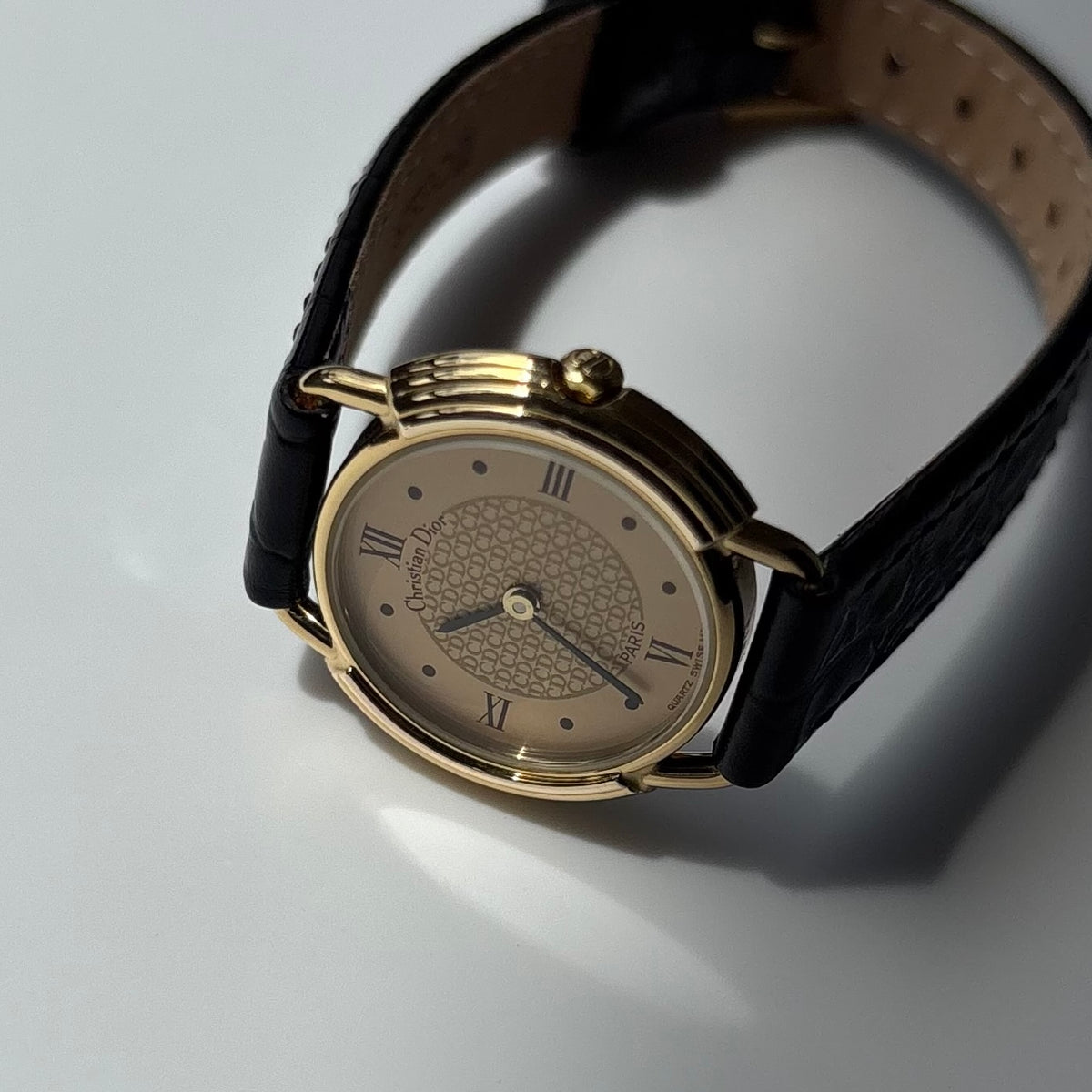 Dior 1990s Round Dial CD Logo Gold Plated Watch