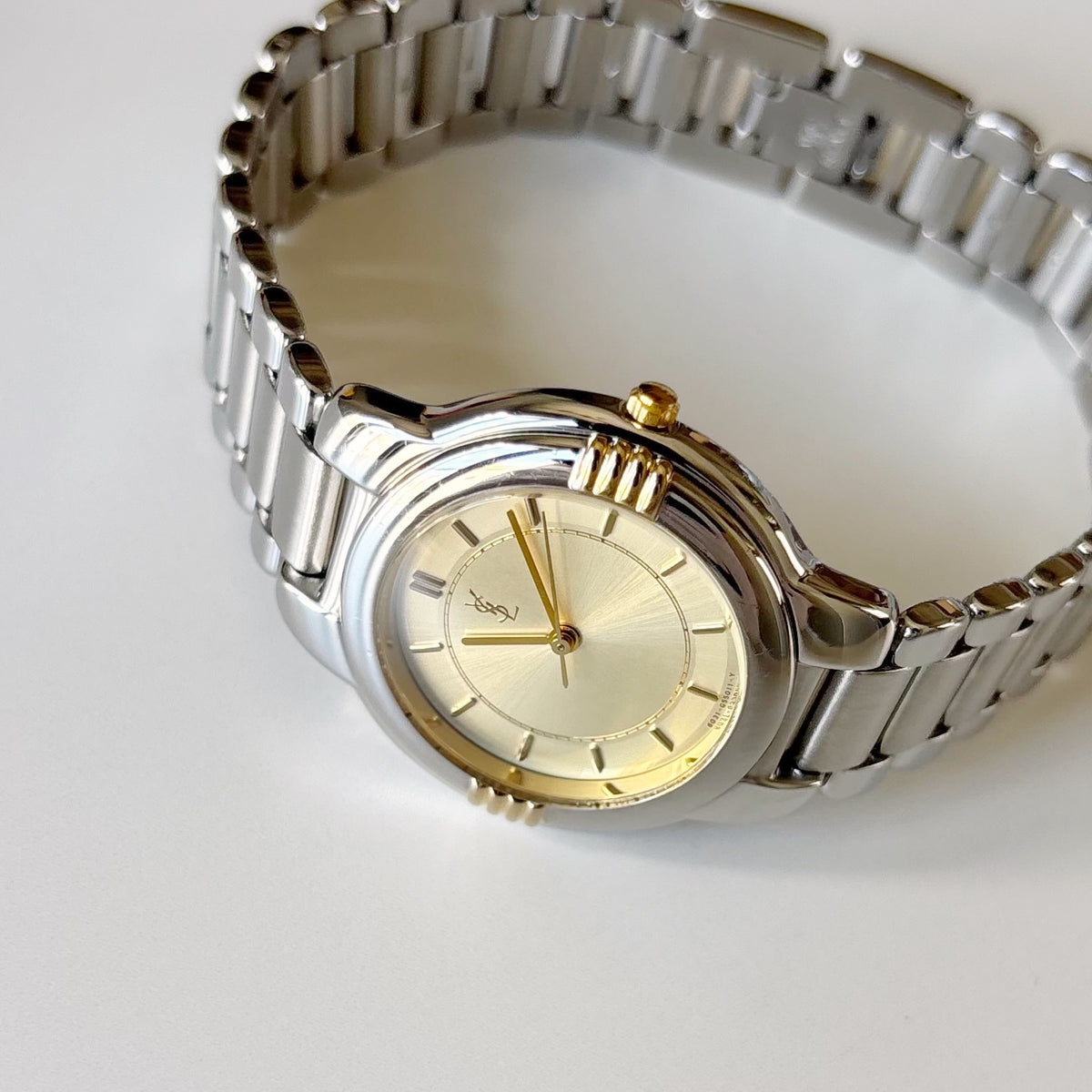 Yves Saint Laurent 1990s Round Dial Two-Tone Gold-Plated Watch (Large)
