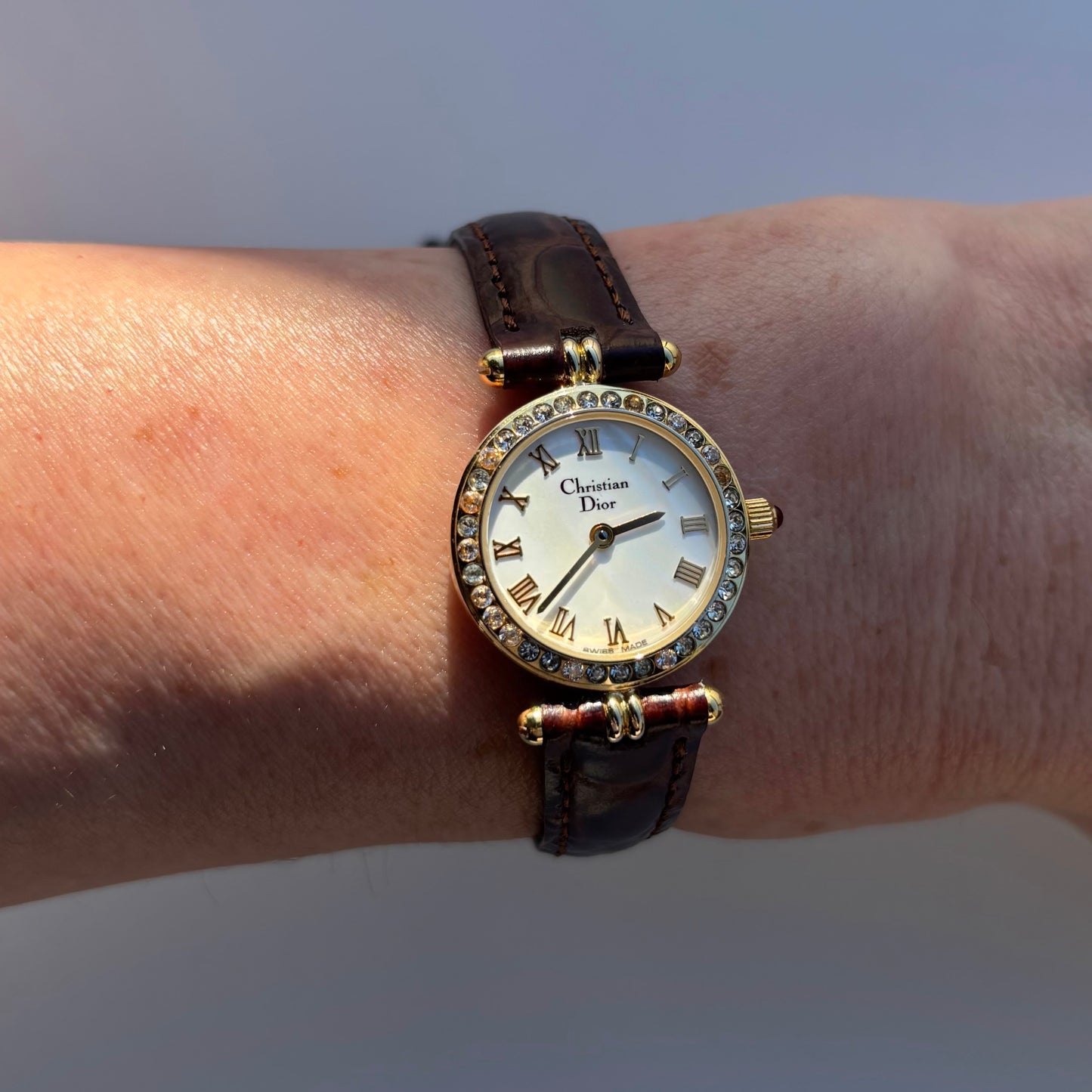 Dior 1990s Seashell Dial Gold Plated Watch