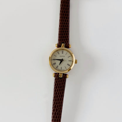 Gucci 1990s Sherry Round Dial Gold Plated Watch