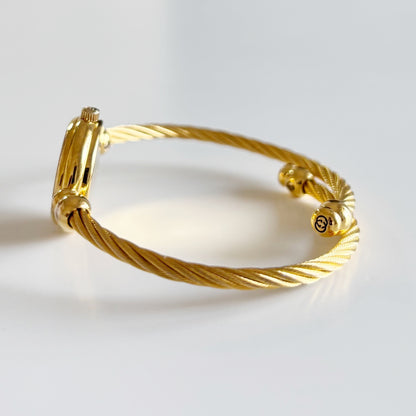 Gucci 1990s Seashell Dial Gold Plated Cable Bangle Watch